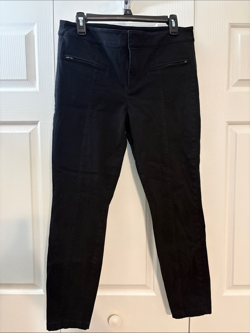 LOFT Black Skinny Ponte Pants with Zip Detail